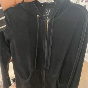 Black velvet zip up hoodie